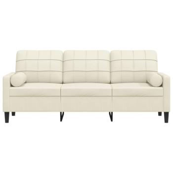 3-Sitzer-Sofa mit Zierkissen Creme 180 cm Samt