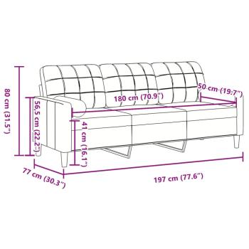 3-Sitzer-Sofa mit Zierkissen Creme 180 cm Samt