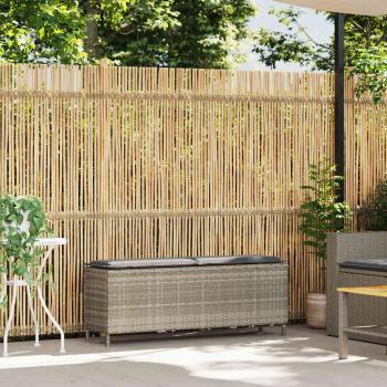 Gartenbank mit Kissen Hellgrau 110x30x40,5 cm Poly Rattan