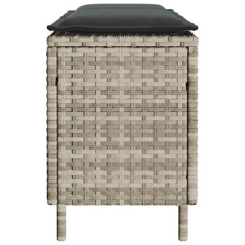 Gartenbank mit Kissen Hellgrau 110x30x40,5 cm Poly Rattan