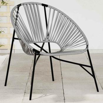 ARDEBO.de - Gartenstuhl in Ei-Form Schwarz und Hellgrau Poly Rattan