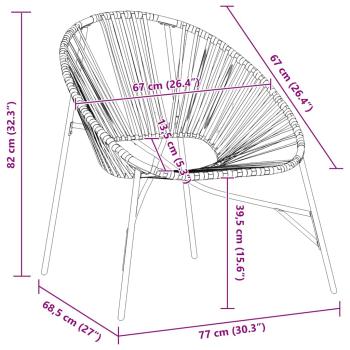 Gartenstuhl in Ei-Form Schwarz und Hellgrau Poly Rattan