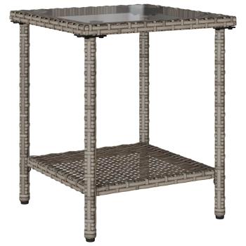 Gartensofa in L-Form mit Tisch und Kissen Grau Poly Rattan