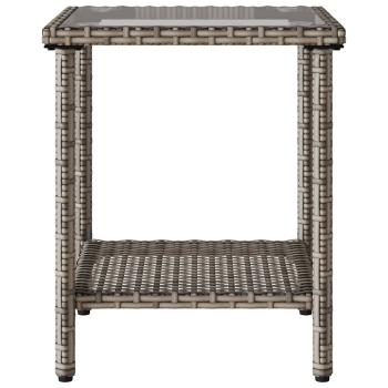 Gartensofa in L-Form mit Tisch und Kissen Grau Poly Rattan