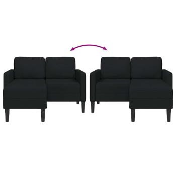 2-Sitzer-Sofa mit Chaiselongue L-Form Schwarz 125 cm Stoff