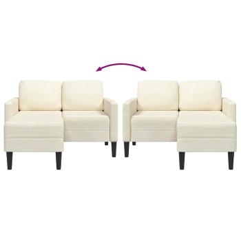 2-Sitzer-Sofa mit Chaiselongue L-Form Creme 125 cm Samt