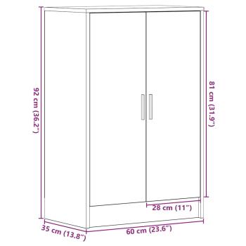Schuhschrank Schwarz Eichen-Optik 60x35x92 cm Holzwerkstoff
