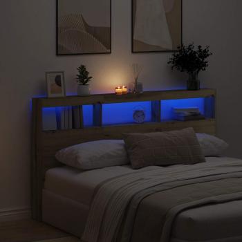 ARDEBO.de - LED-Kopfteil mit Ablagen Artisan-Eiche 180x17x102 cm