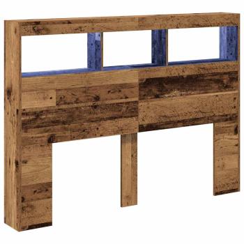 LED-Kopfteil mit Ablagen Altholz-Optik 140x17x102 cm
