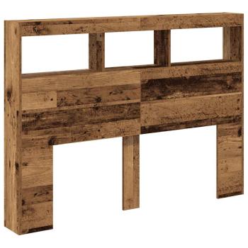 LED-Kopfteil mit Ablagen Altholz-Optik 140x17x102 cm