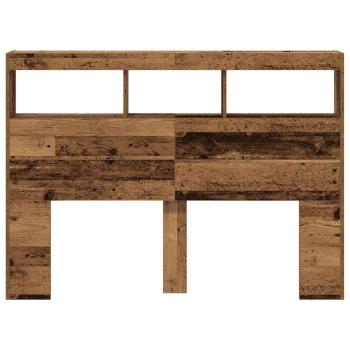 LED-Kopfteil mit Ablagen Altholz-Optik 140x17x102 cm