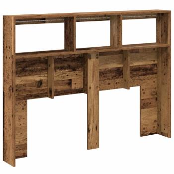 LED-Kopfteil mit Ablagen Altholz-Optik 140x17x102 cm