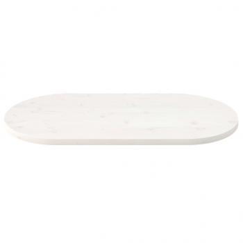Tischplatte Weiß 90x45x2,5 cm Massivholz Kiefer Oval