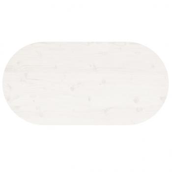 Tischplatte Weiß 90x45x2,5 cm Massivholz Kiefer Oval