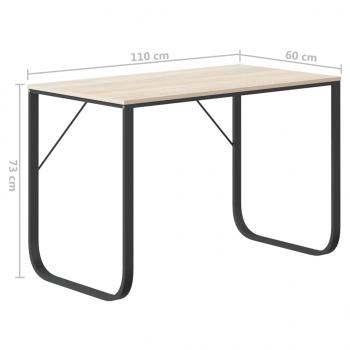Computertisch Schwarz und Eiche-Optik 110x60x73cm Holzwerkstoff