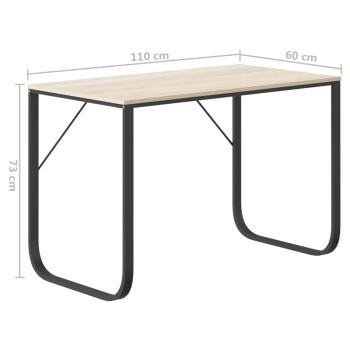 Computertisch Schwarz und Eiche-Optik 110x60x73cm Holzwerkstoff