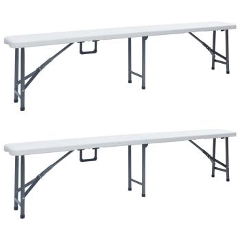 ARDEBO.de - Klappbare Gartenbänke 2 Stk. 180 cm HDPE Weiß