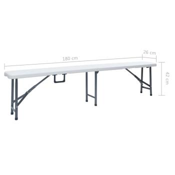 Klappbare Gartenbänke 2 Stk. 180 cm HDPE Weiß