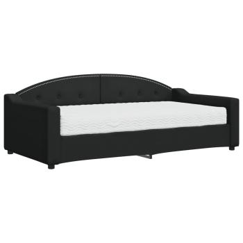 Tagesbett mit Matratze Schwarz 90x190 cm Stoff