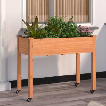 ARDEBO.de - Pflanzkübel mit Einsatz und Rollen Braun 118x59x80cm Tannenholz