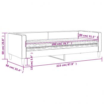 Tagesbett mit Matratze Schwarz 80x200 cm Stoff