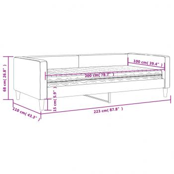 Tagesbett mit Matratze Creme 100x200 cm Stoff