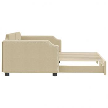 Tagesbett Ausziehbar Creme 100x200 cm Stoff