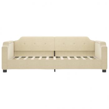 Tagesbett Ausziehbar Creme 100x200 cm Stoff