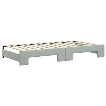 Tagesbett Ausziehbar Hellgrau 100x200 cm Samt