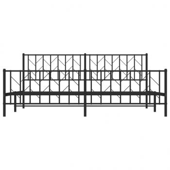 Bettgestell mit Kopf- und Fußteil Metall Schwarz 200x200 cm