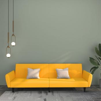 ARDEBO.de - Schlafsofa 2-Sitzer Gelb Samt