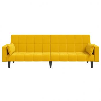 Schlafsofa 2-Sitzer mit 2 Kissen Gelb Samt