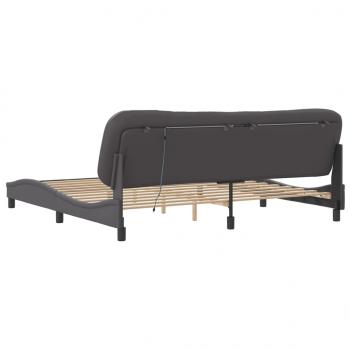 Bettgestell mit LED Grau 200x200 cm Kunstleder