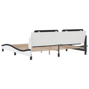 Bettgestell mit Kopfteil Weiß und Schwarz 200x200 cm Kunstleder