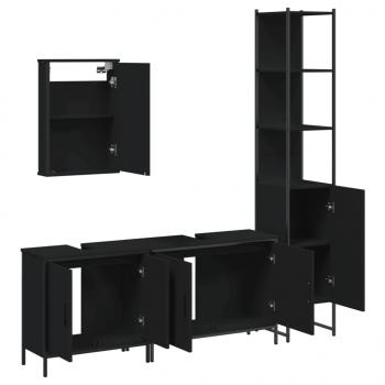 4-tlg. Badmöbel-Set Schwarz Holzwerkstoff