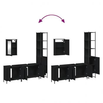 4-tlg. Badmöbel-Set Schwarz Holzwerkstoff