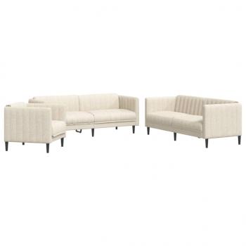 3-tlg. Sofagarnitur Creme Stoff