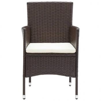 3-tlg. Garten-Essgruppe Poly Rattan und Hartglas Braun