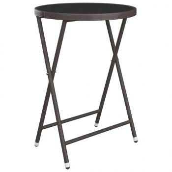 3-tlg. Bistro-Set Poly-Rattan und Hartglas Braun