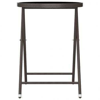 3-tlg. Bistro-Set Poly-Rattan und Hartglas Braun