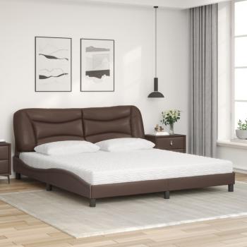 ARDEBO.de - Bett mit Matratze Braun 180x200 cm Kunstleder