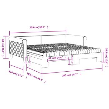 Tagesbett Ausziehbar mit Matratzen Hellgrau 100x200 cm Samt