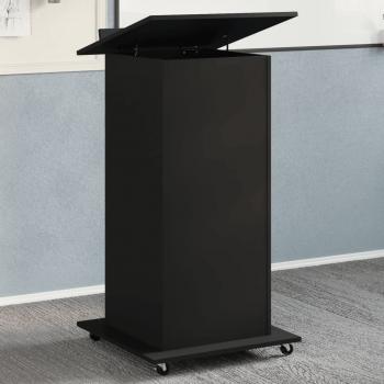 ARDEBO.de - Rednerpult mit Rollen & Schublade Schwarz 55x55x107 cm