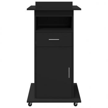 Rednerpult mit Rollen & Schublade Schwarz 55x55x107 cm