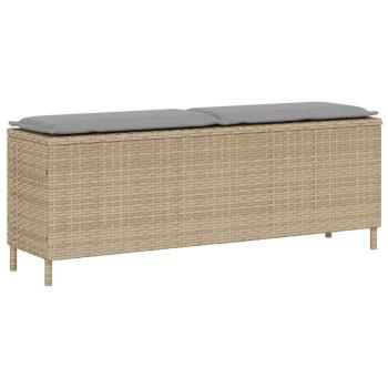 ARDEBO.de - Gartenbank mit Kissen Beige 110x30x40,5 cm Poly Rattan