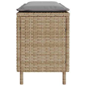 Gartenbank mit Kissen Beige 110x30x40,5 cm Poly Rattan