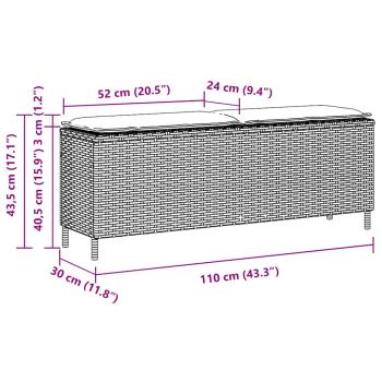 Gartenbank mit Kissen Beige 110x30x40,5 cm Poly Rattan