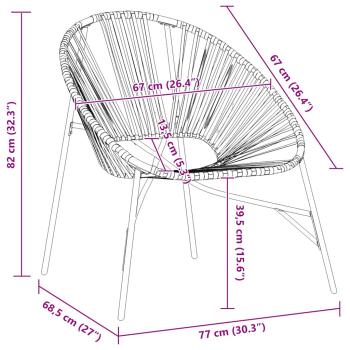 Gartenstuhl-Set 3-tlg. Schwarz und Weiß Poly Rattan