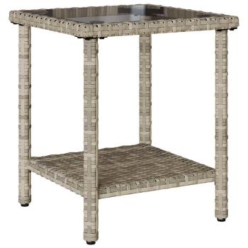 Gartensofa in L-Form mit Tisch und Kissen Hellgrau Poly Rattan