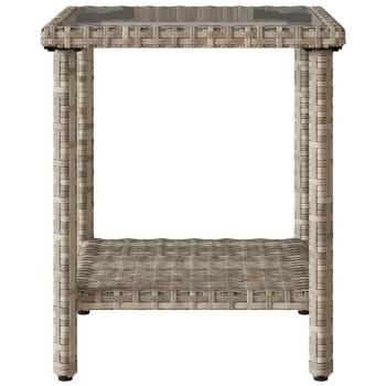 Gartensofa in L-Form mit Tisch und Kissen Hellgrau Poly Rattan